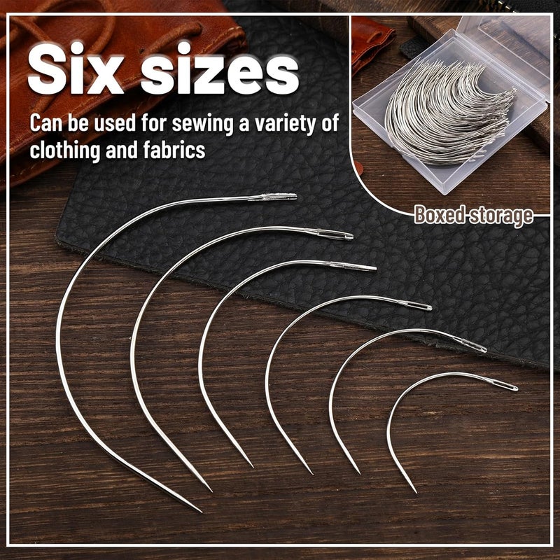 ZMAAGG 120 Pcs Leather Needles, Curved Sewing Needles, Weaving Needle for Carpet Leather Canvas Repairing, Blocking Knitting, Modelling and Crafts - Image 4